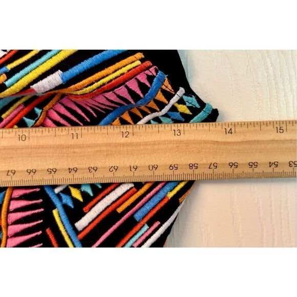 Pilyq Mosaic Embroidered Easy Going Spaghetti Strap Mini Dress With Back Ties XS - Picture 9 of 11